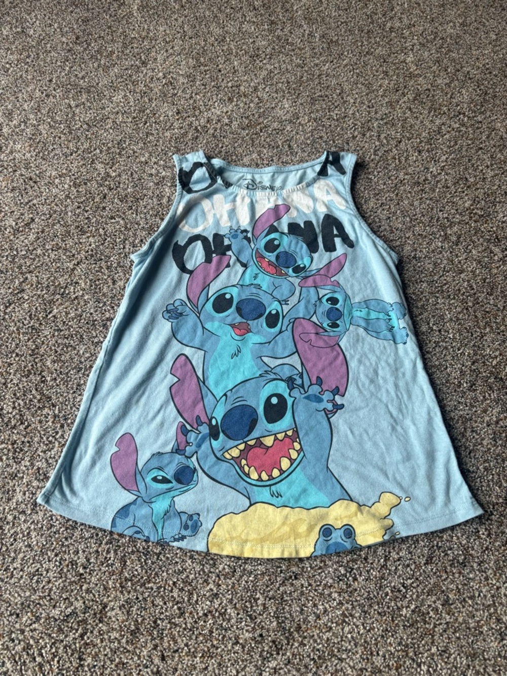 Disney Stitch Ohana Tank Top Womens XS S Blue Graphic